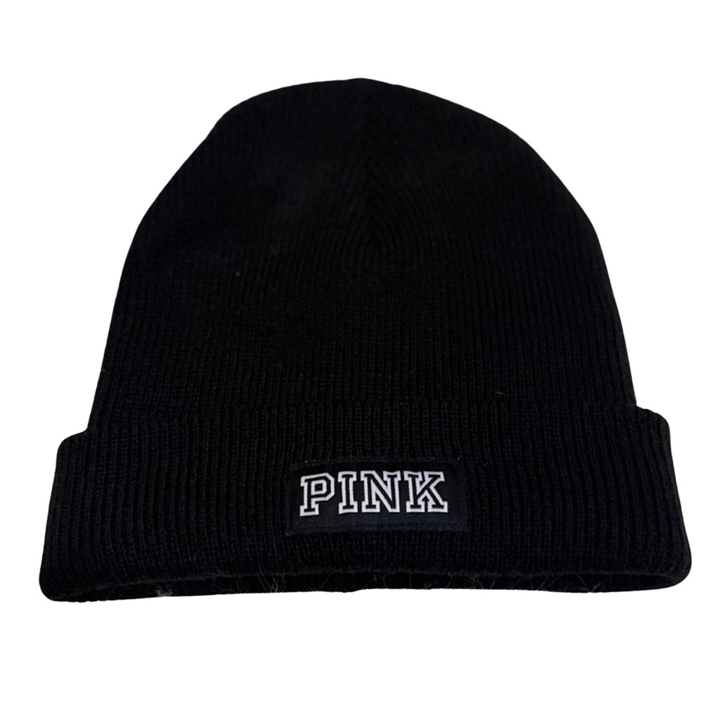 Victoria’s Secret PINK Ribbed Knit Beanie Black
